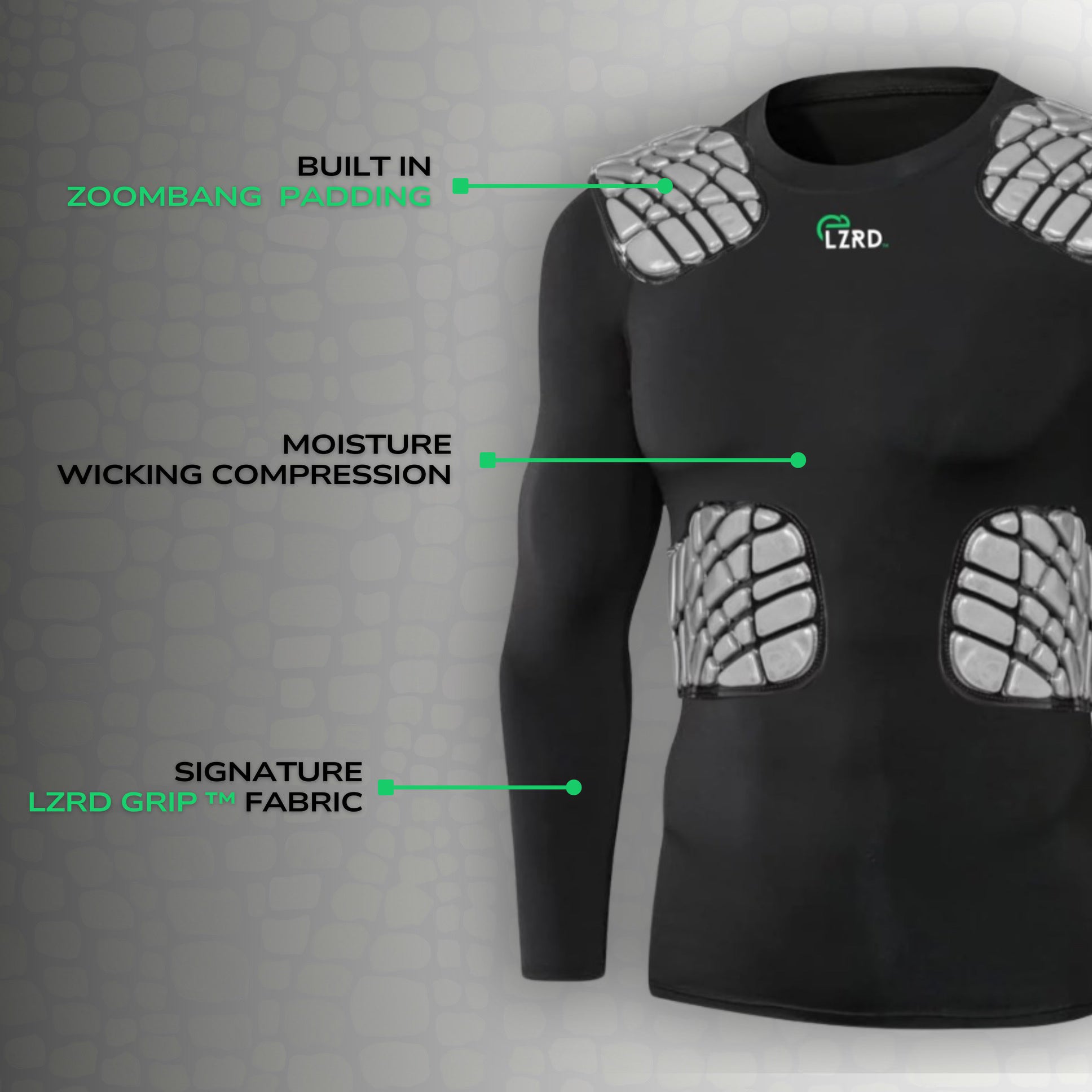 LZRD Padded Compression Grip Shirt - powered by Zoombang