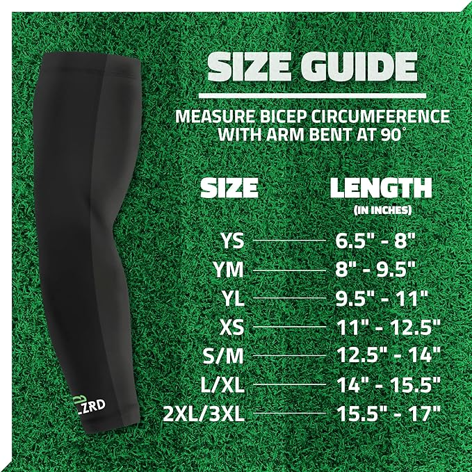 LZRD Tech Football Sleeve - Max Grip Compression Arm Sleeve with Moisture  Wicking Fabric, Protection from Turf Burns & Scrapes - NCAA Legal UV  Protection Sleeves - Adult Small/Medium, White 